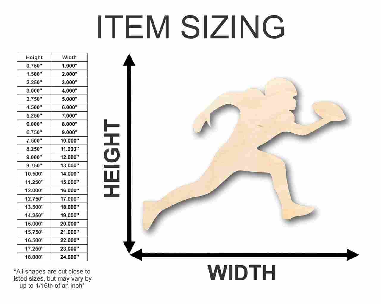 Unfinished Wooden Football Player Shape - Sports - Craft - up to 24"-24 Hour Crafts