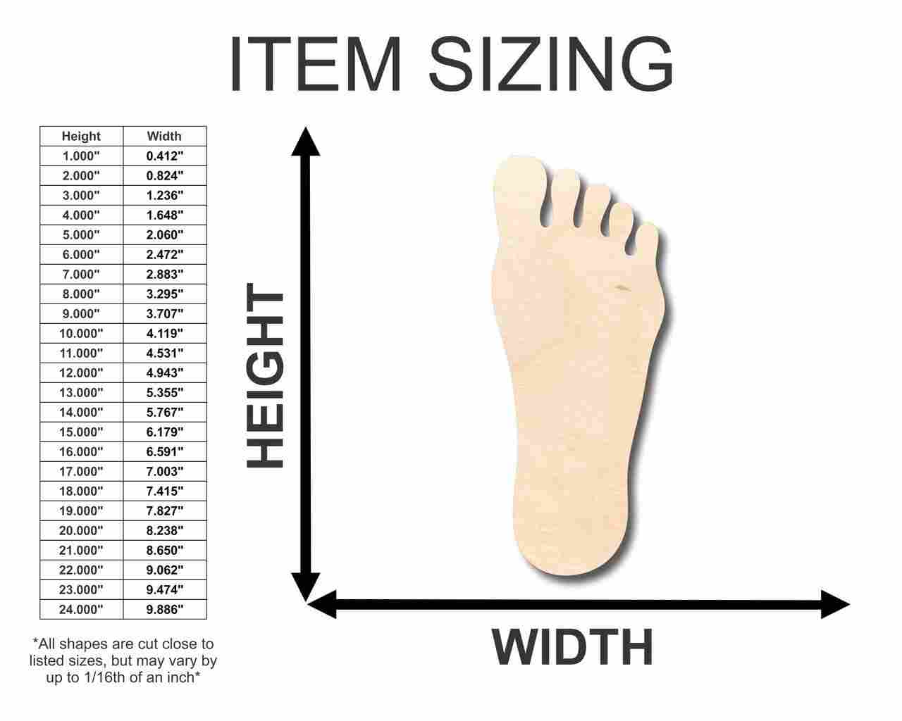 Unfinished Wooden Foot Shape - Craft- up to 24" DIY-24 Hour Crafts