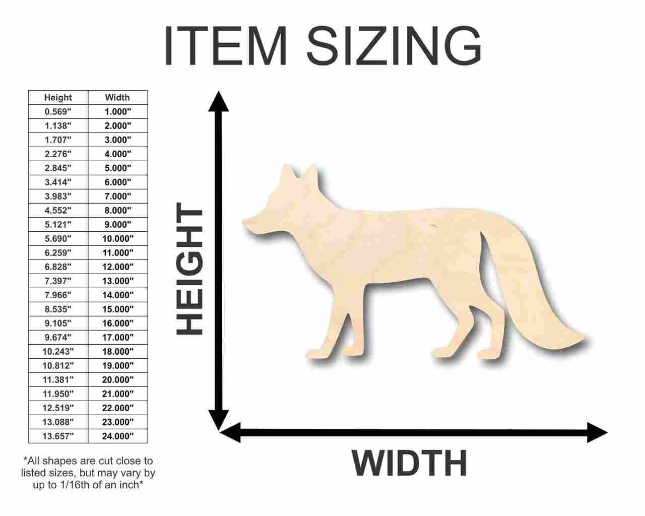 Unfinished Wooden Fox Shape - Animal - Craft - up to 24" DIY-24 Hour Crafts