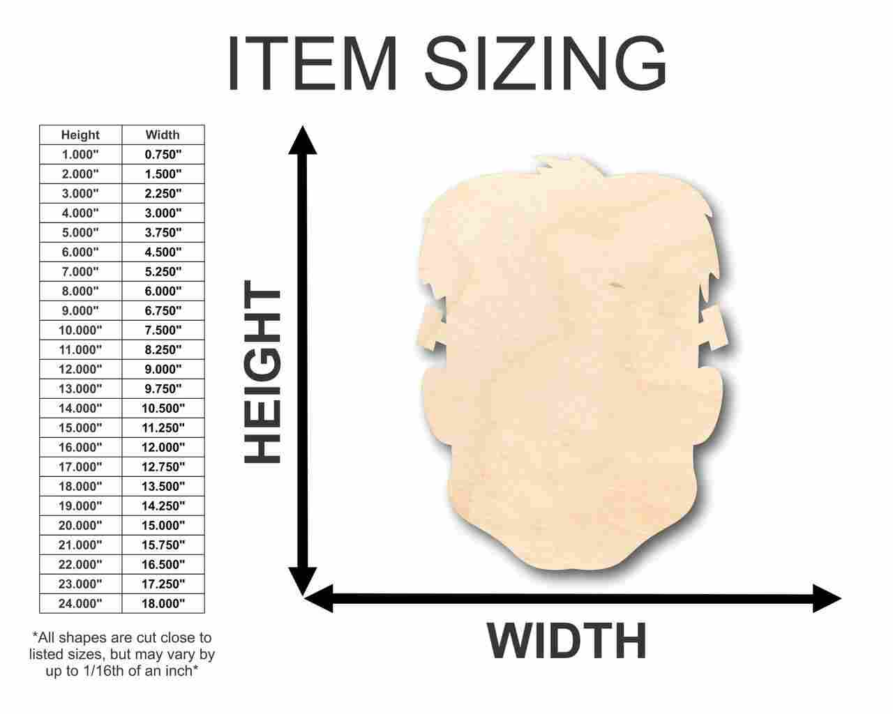 Unfinished Wooden Frankenstein Head Shape - Halloween - Monster - Craft - up to 24" DIY-24 Hour Crafts