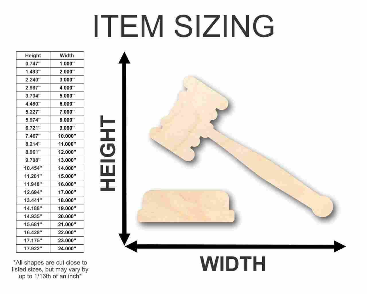 Unfinished Wooden Gavel Shape - Law - Courthouse - (2 Piece) Craft - up to 24" DIY-24 Hour Crafts