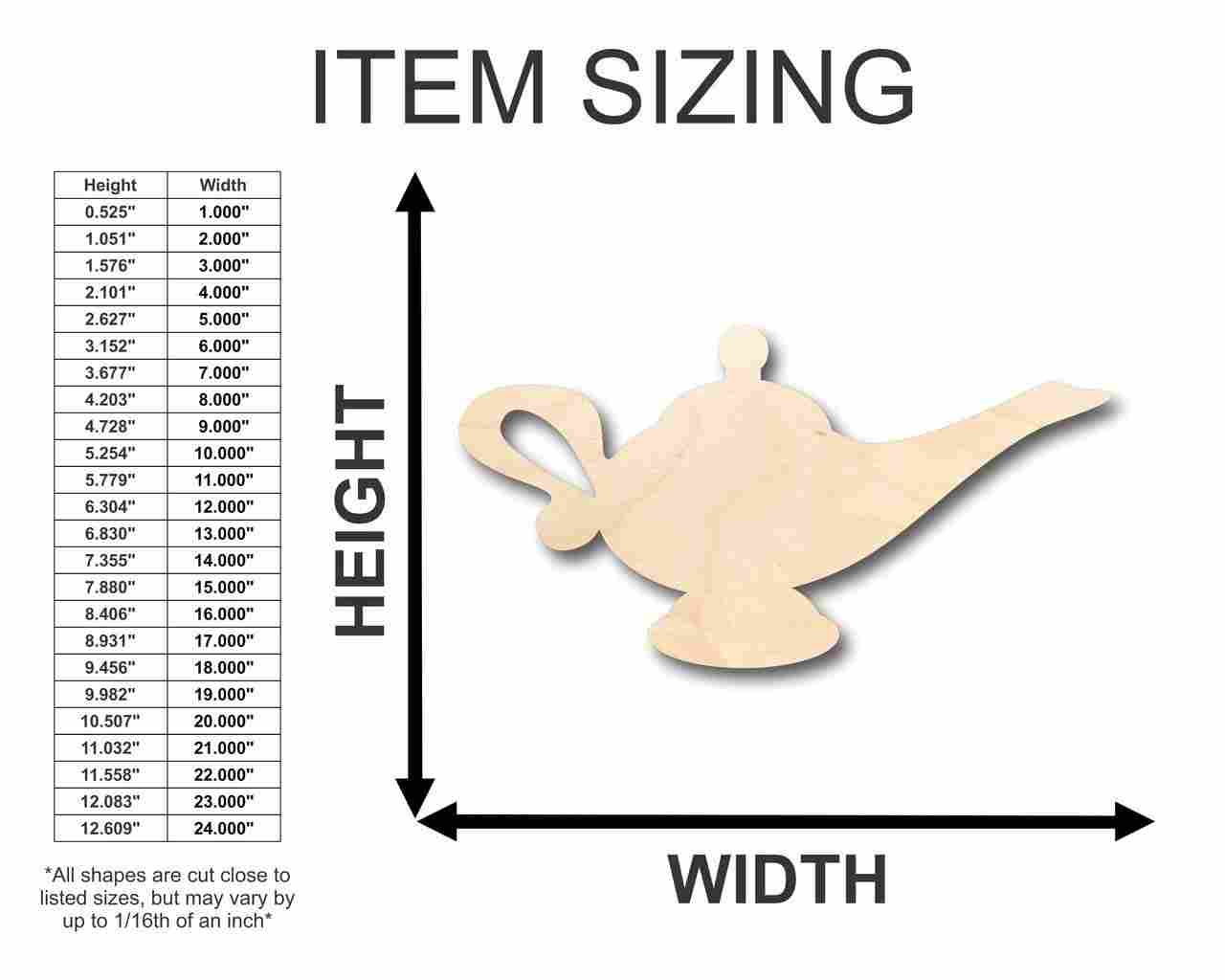 Unfinished Wooden Genie's Lamp Shape - Craft - up to 24" DIY-24 Hour Crafts