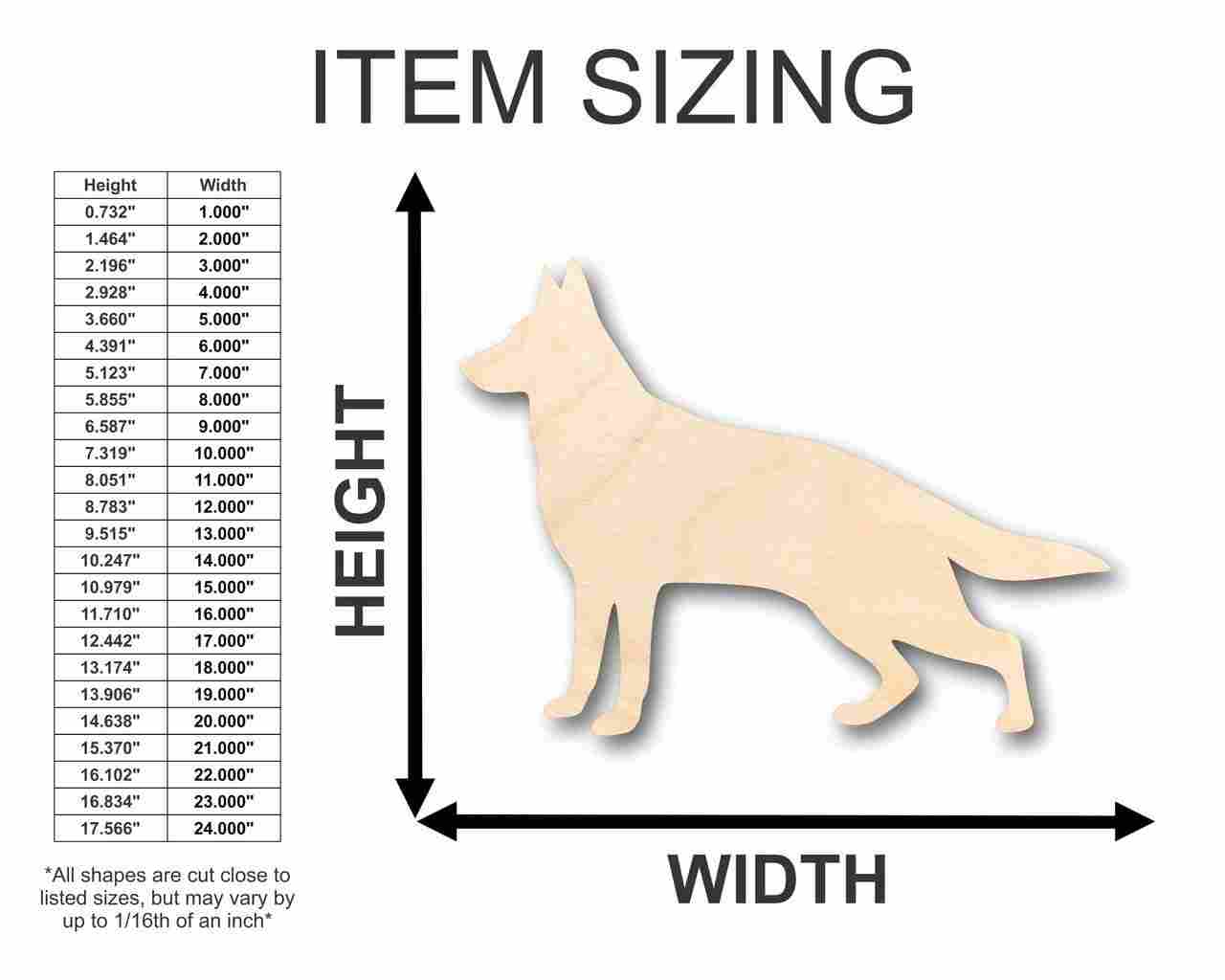 Unfinished Wooden German Shepherd Dog Shape - Animal - Pet - Craft - up to 24" DIY-24 Hour Crafts