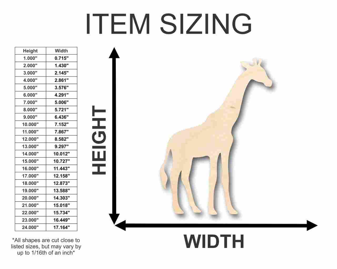 Unfinished Wooden Giraffe Shape - Animal - Wildlife - Craft - up to 24" DIY-24 Hour Crafts