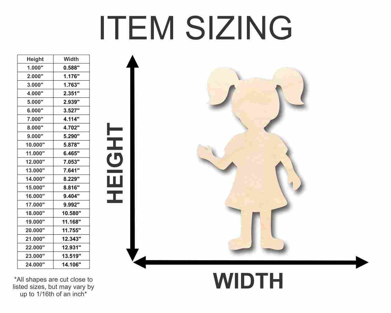 Unfinished Wooden Girl Shape - Kid - Craft - up to 24" DIY-24 Hour Crafts