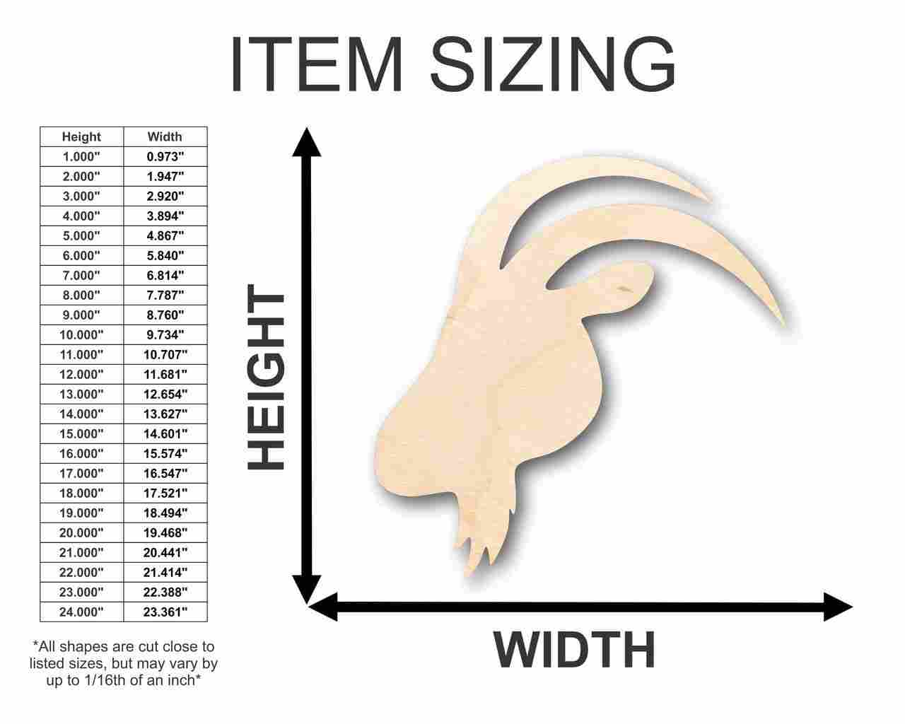 Unfinished Wooden Goat Head Shape - Farm Animal - Craft - up to 24" DIY-24 Hour Crafts