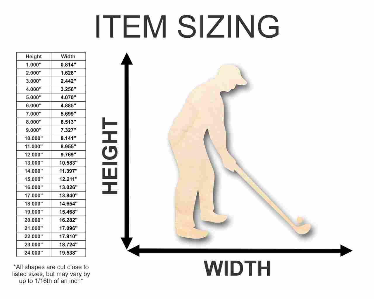 Unfinished Wooden Golfer Shape - Sporting - Craft - up to 24" DIY-24 Hour Crafts