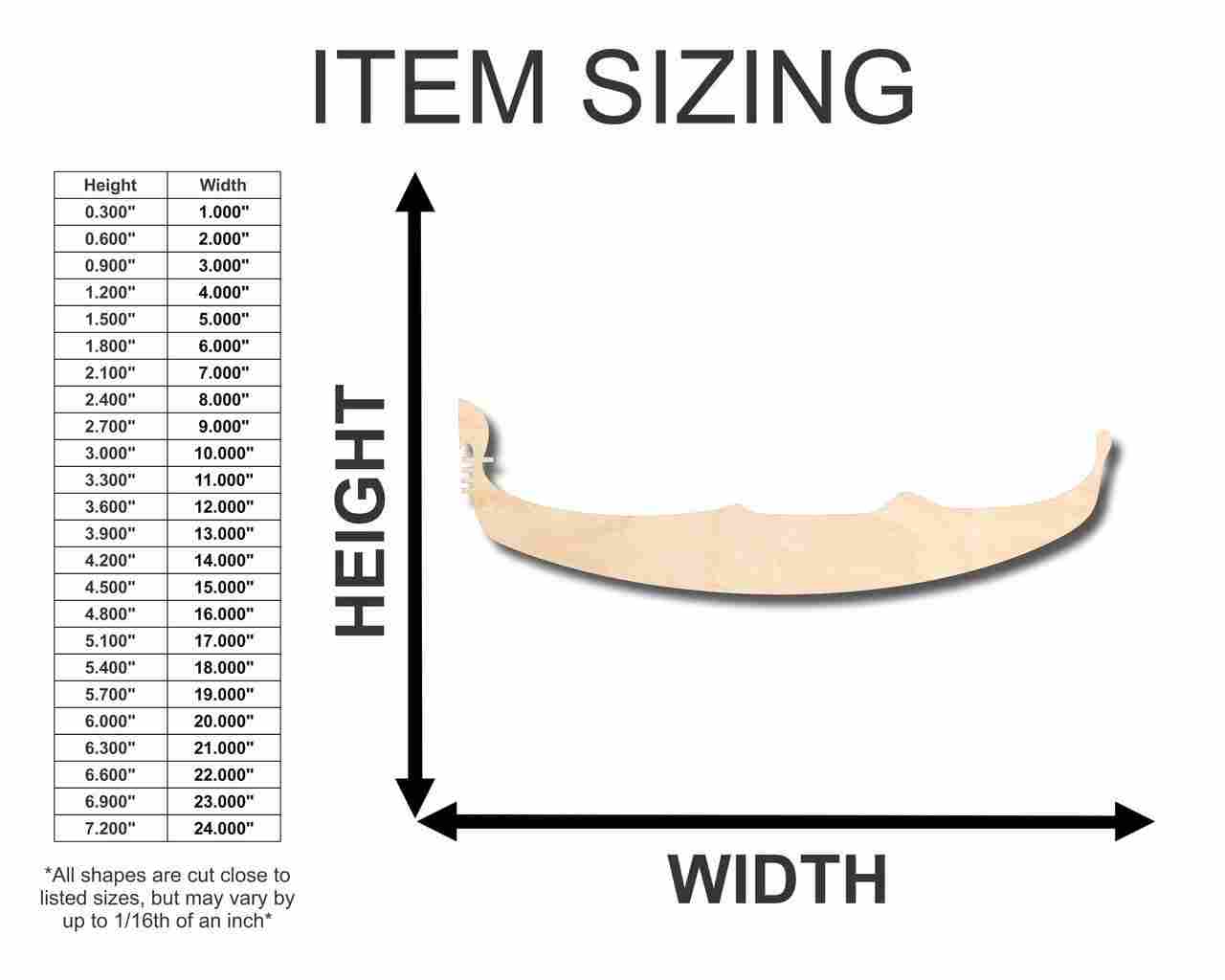 Unfinished Wooden Gondola Wood Shape - Venice Italy - Craft - up to 24" DIY-24 Hour Crafts