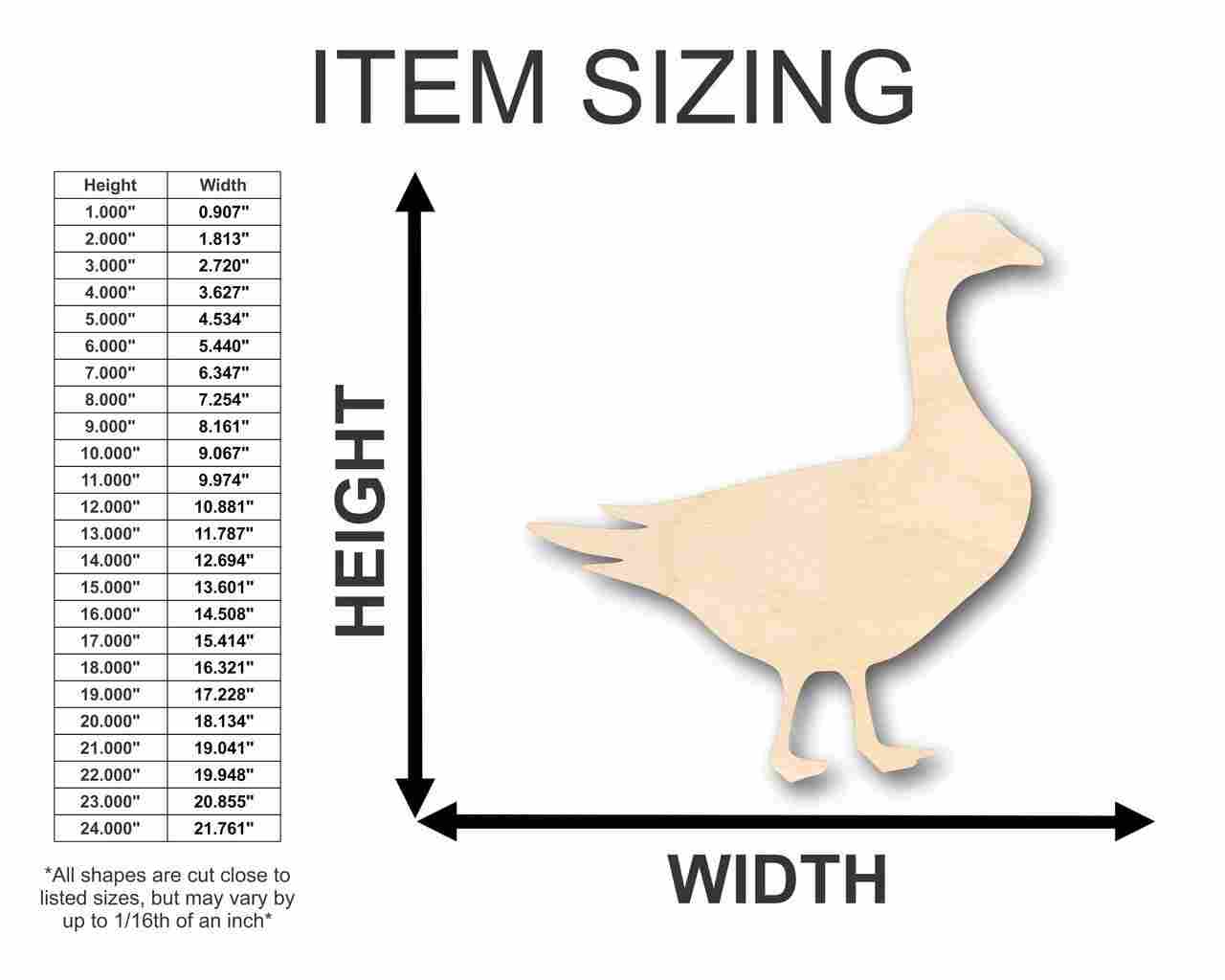 Unfinished Wooden Goose Shape - Animal - Wildlife - Craft - up to 24" DIY-24 Hour Crafts