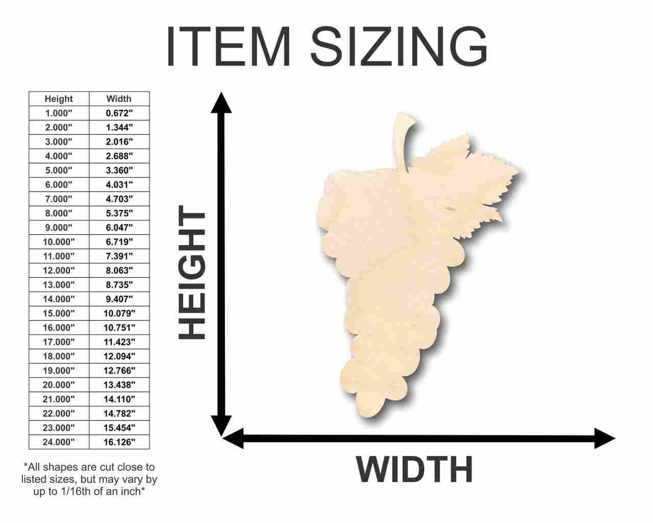 Unfinished Wooden Grape Shape - Fruit - Food - Craft - up to 24" DIY-24 Hour Crafts