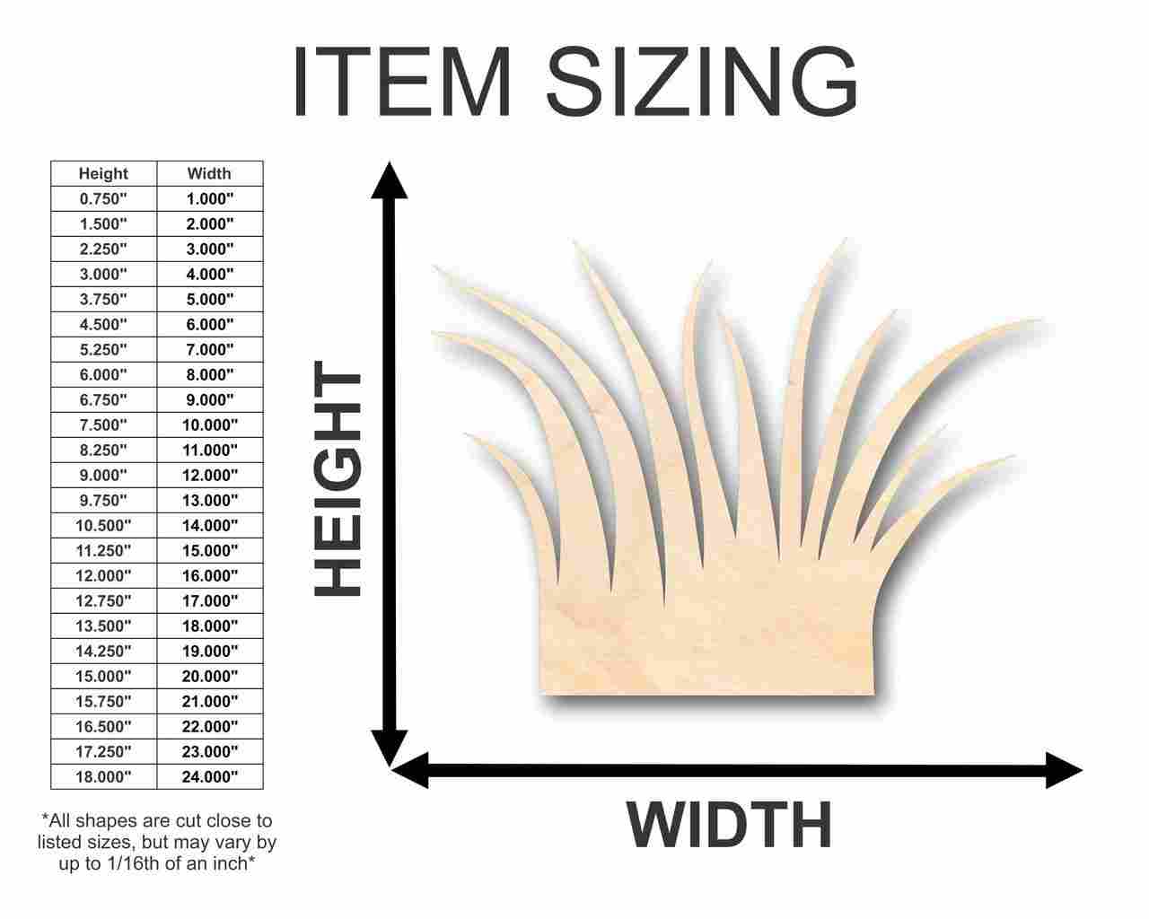 Unfinished Wooden Grass Shape - Plants - Craft - up to 24" DIY-24 Hour Crafts
