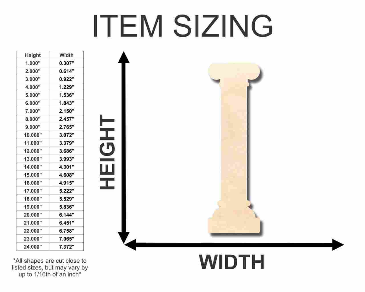 Unfinished Wooden Greek Classic Column Shape - Craft - up to 24" DIY-24 Hour Crafts