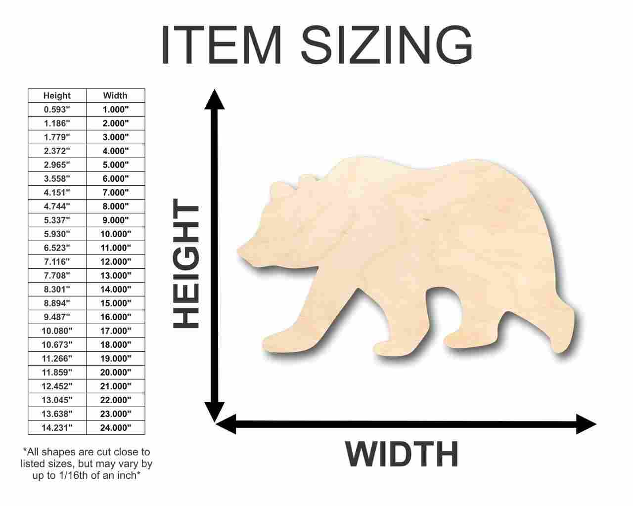 Unfinished Wooden Grizzly Bear Shape - Animal - Craft - up to 24" DIY-24 Hour Crafts