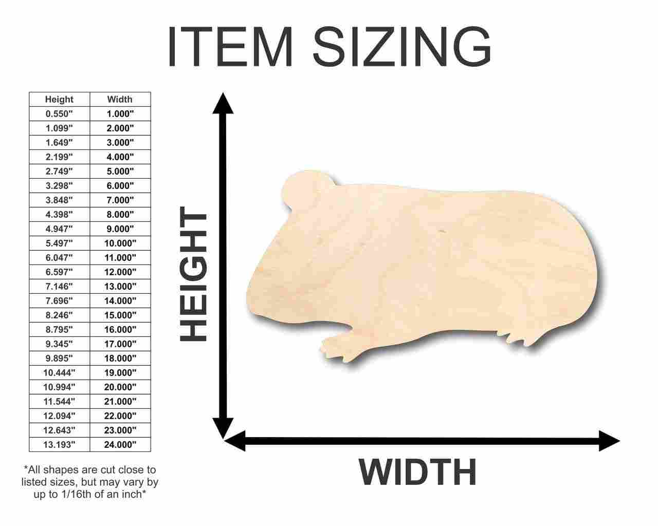 Unfinished Wooden Guinea Pig Shape - Animal - Pet - Craft - up to 24" DIY-24 Hour Crafts