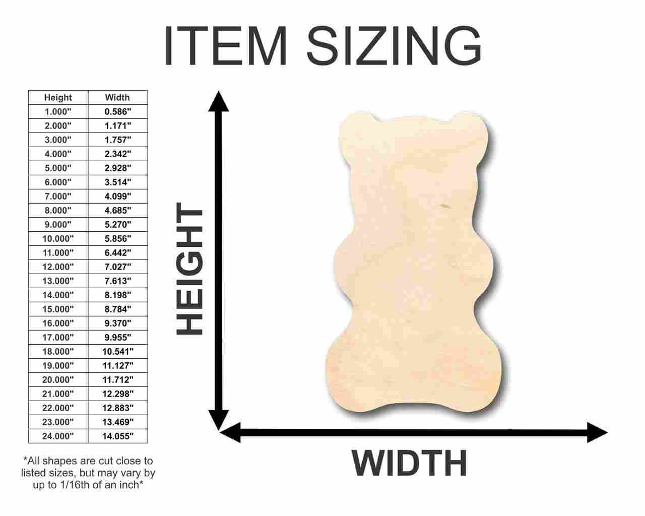 Unfinished Wooden Gummy Bear Shape - Candy - Craft - up to 24" DIY-24 Hour Crafts