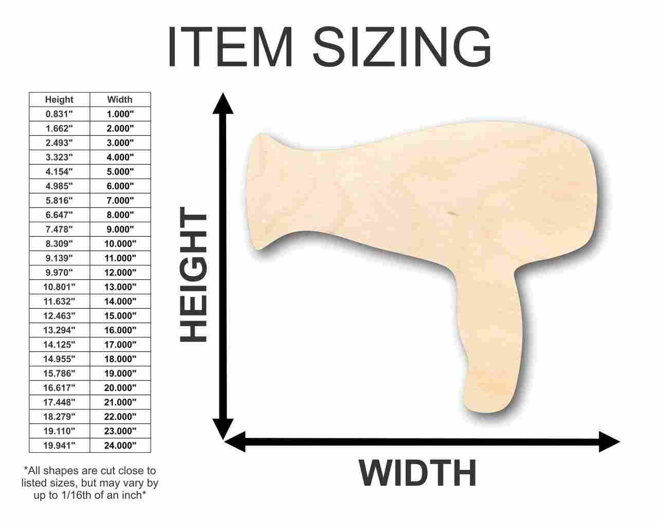 Unfinished Wooden Hair Dryer Shape - Salon - Craft - up to 24" DIY-24 Hour Crafts