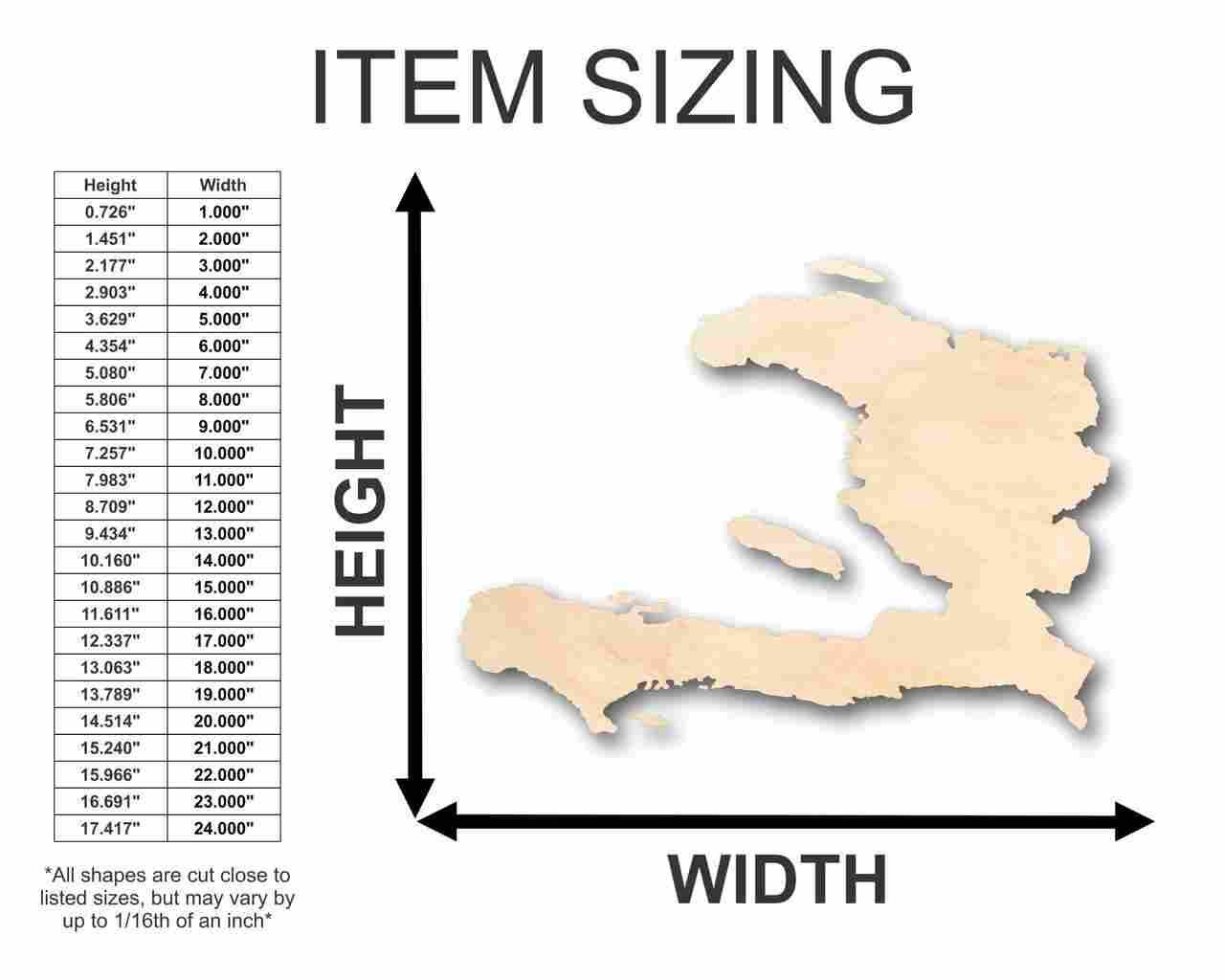 Unfinished Wooden Haiti Shape - Country - Craft - up to 24" DIY-24 Hour Crafts