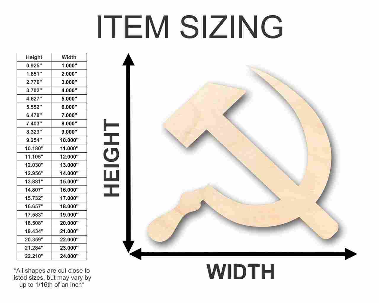 Unfinished Wooden Hammer Sickle Shape - Soviet - Communism - Craft - up to 24" DIY-24 Hour Crafts