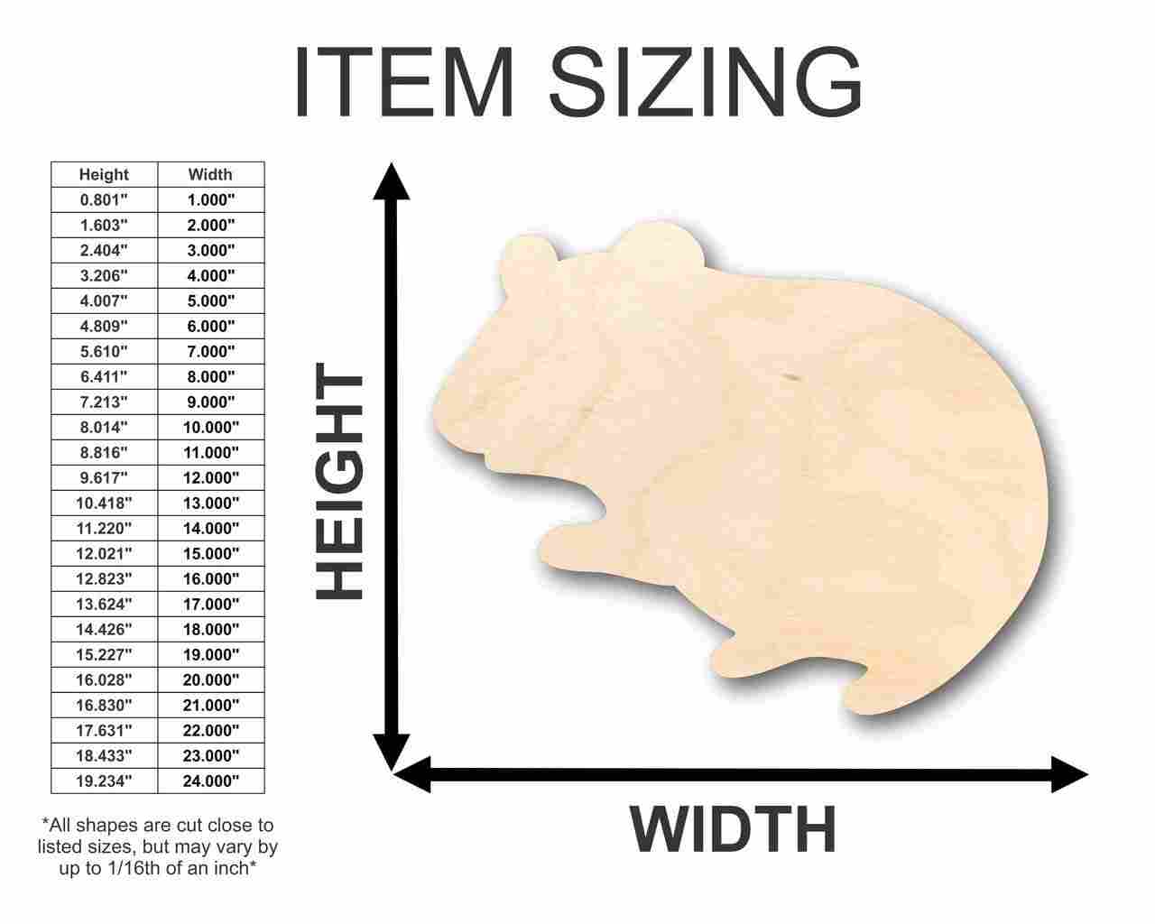 Unfinished Wooden Hamster Shape - Animal - Pet - Craft - up to 24" DIY-24 Hour Crafts