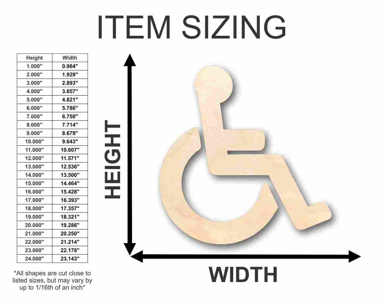 Unfinished Wooden Handicap Symbol Shape - (2 Piece) Craft - up to 24" DIY-24 Hour Crafts