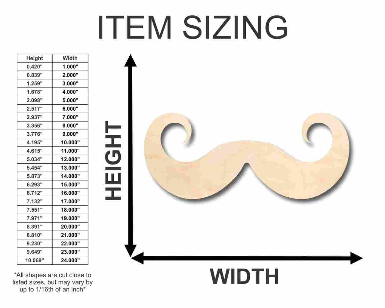 Unfinished Wooden Handlebar Mustache Shape - Craft - up to 24" DIY-24 Hour Crafts