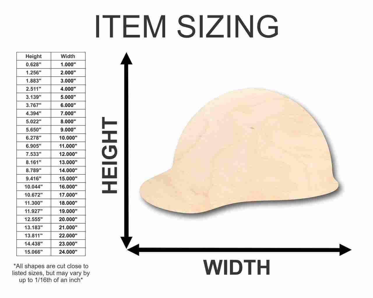 Unfinished Wooden Hard Hat Shape - Construction - Tool - Craft - up to 24" DIY-24 Hour Crafts