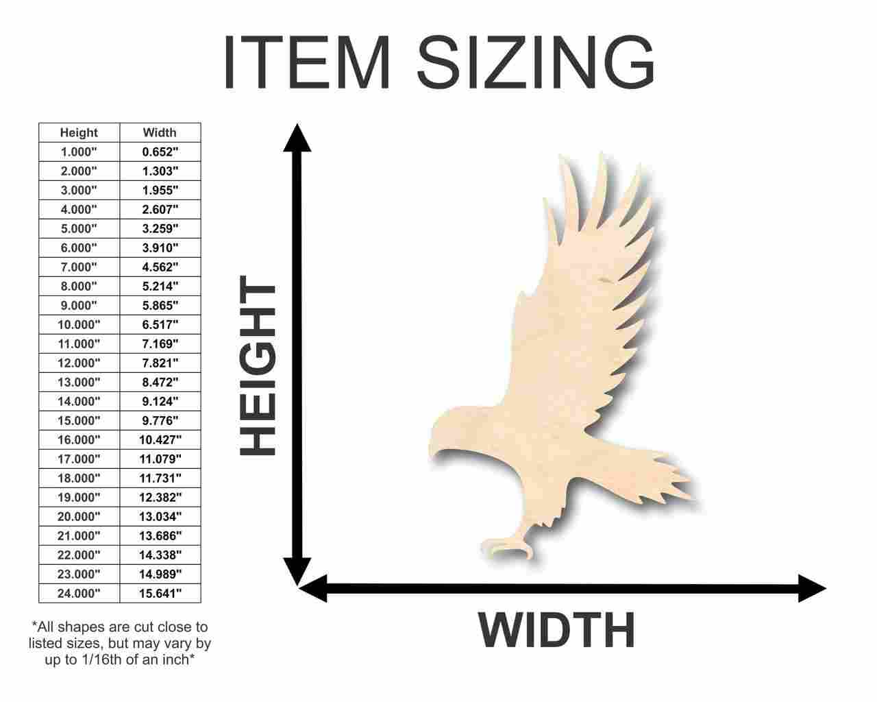 Unfinished Wooden Hawk Shape - Animal - Wildlife - Craft - up to 24" DIY-24 Hour Crafts