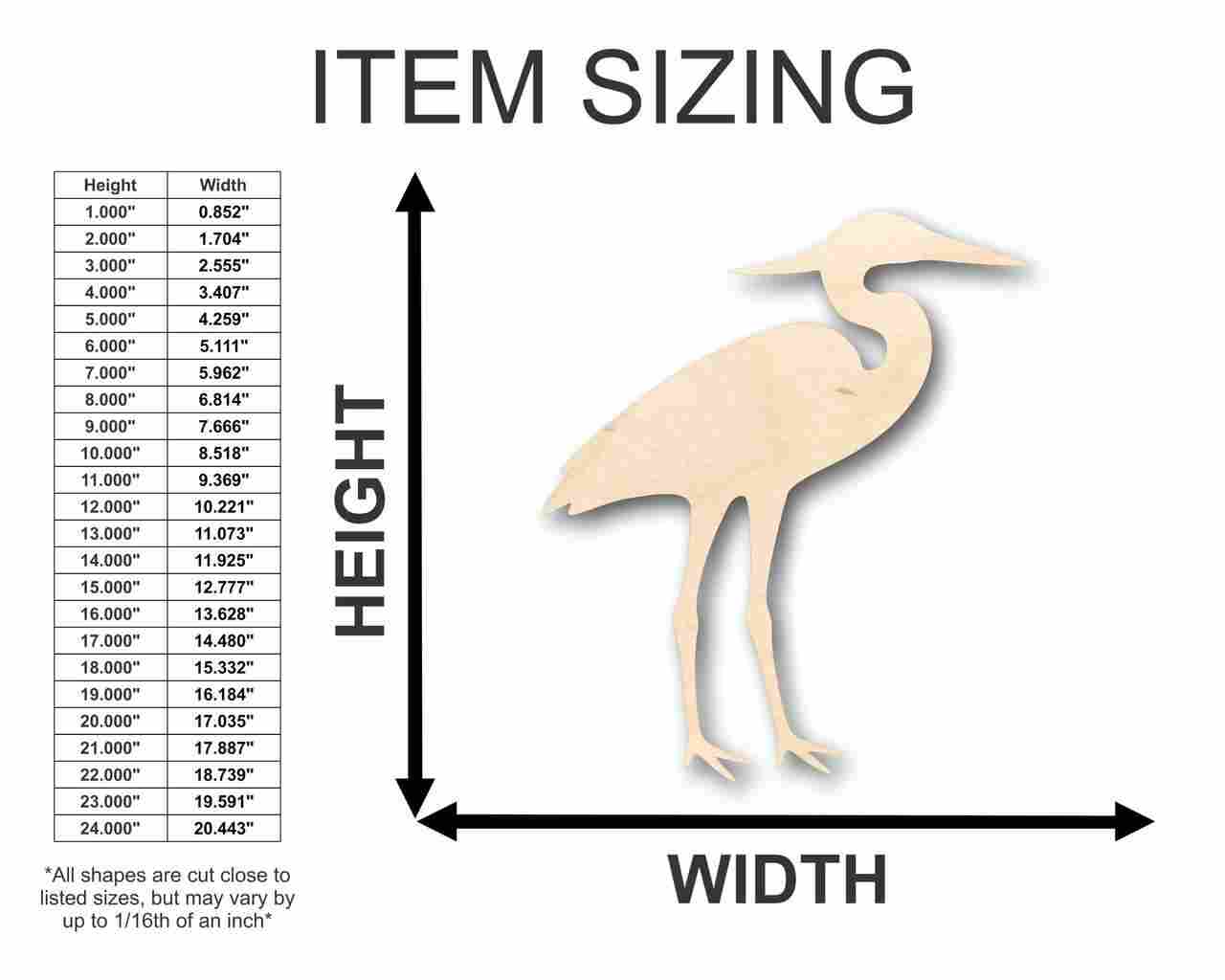 Unfinished Wooden Heron Shape - Bird - Wildlife - Craft - up to 24" DIY-24 Hour Crafts