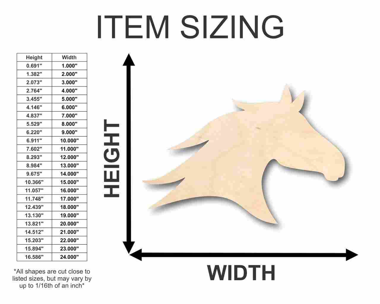 Unfinished Wooden Horse Head Shape - Farm Ranch - Animal - Craft - up to 24" DIY-24 Hour Crafts