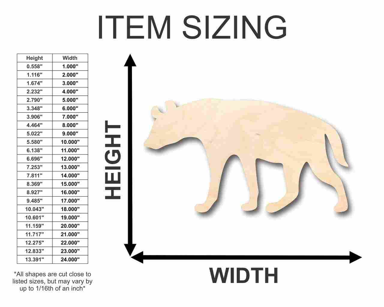 Unfinished Wooden Hyena Shape - Animal - Wildlife - Craft - up to 24" DIY-24 Hour Crafts