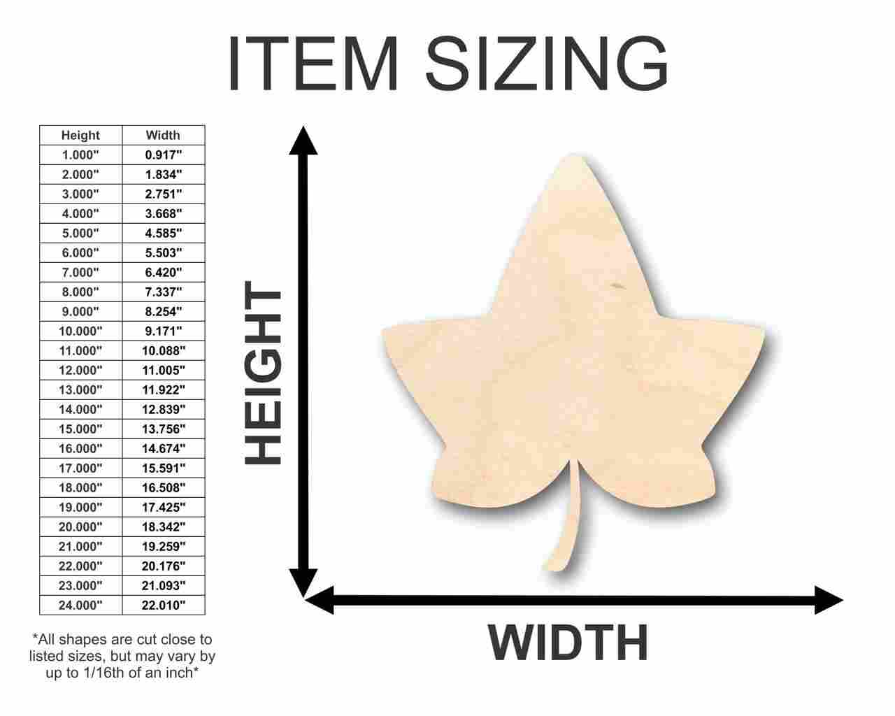 Unfinished Wooden Ivy Leaf Shape - Fall - Craft - up to 24" DIY-24 Hour Crafts