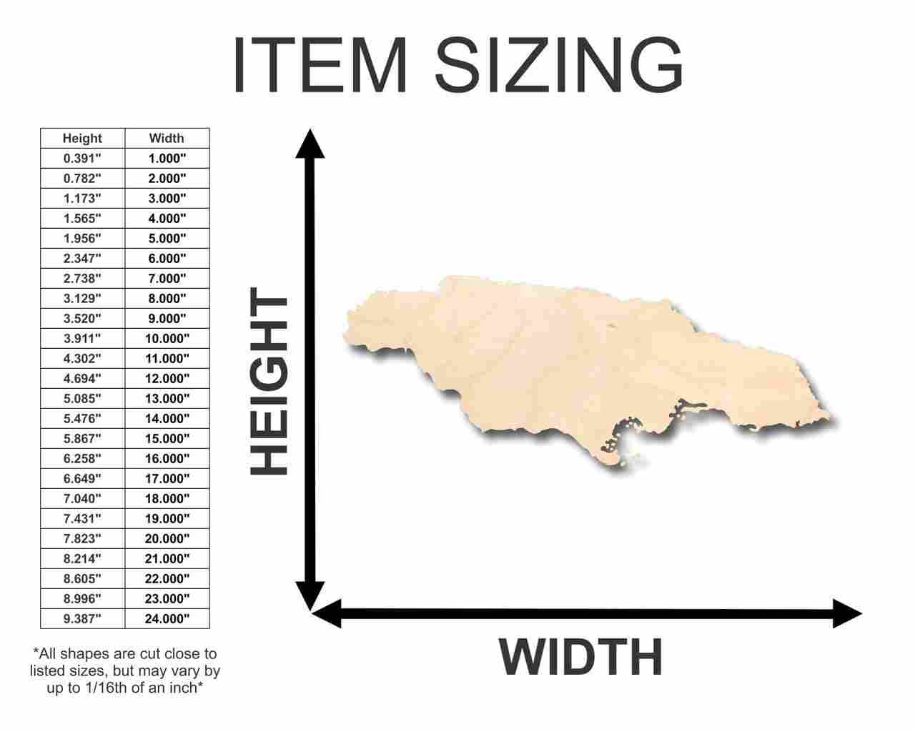 Unfinished Wooden Jamaica Shape - Country - Craft - up to 24" DIY-24 Hour Crafts