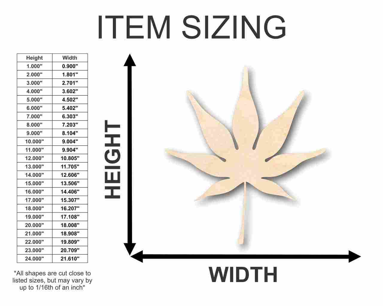 Unfinished Wooden Japanese Maple Leaf Shape - Fall - Craft - up to 24" DIY-24 Hour Crafts