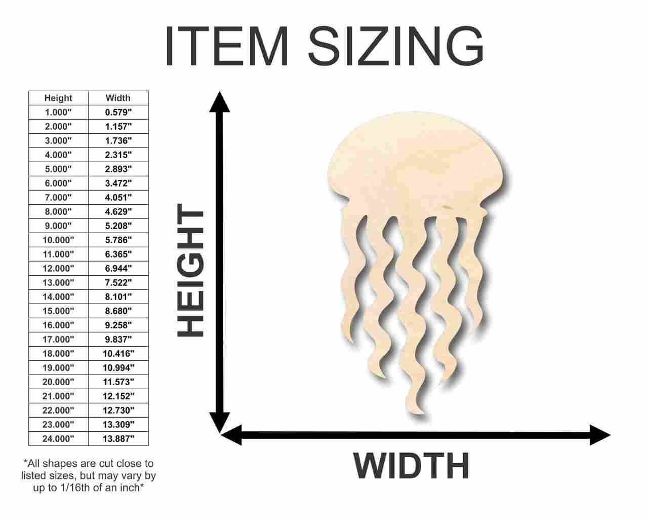 Unfinished Wooden Jellyfish Shape - Ocean - Craft - up to 24" DIY-24 Hour Crafts