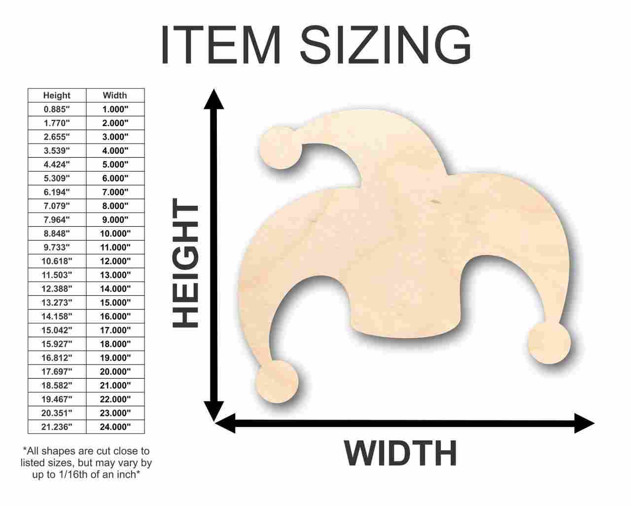 Unfinished Wooden Jester Hat Shape - Joker - Craft - up to 24" DIY-24 Hour Crafts