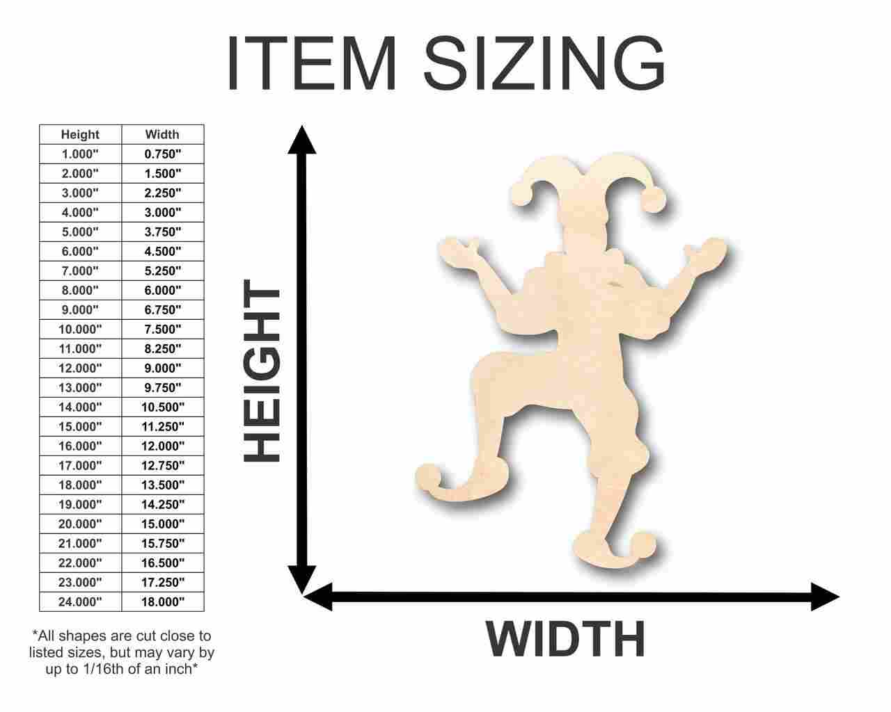 Unfinished Wooden Jester Shape - Joker - Craft - up to 24" DIY-24 Hour Crafts