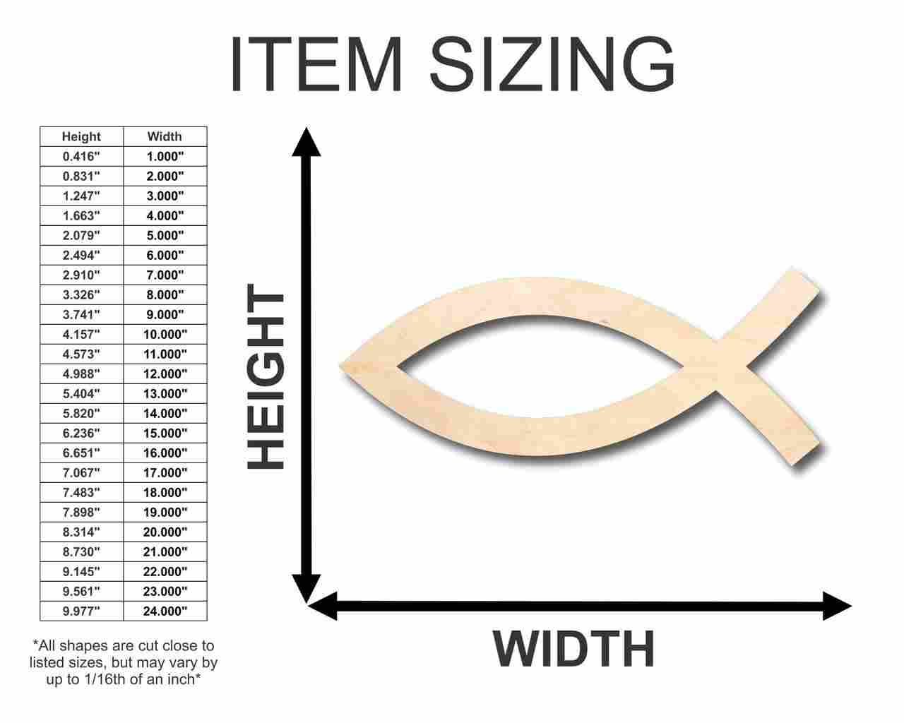 Unfinished Wooden Jesus Fish Shape - Easter - Christian - Craft - up to 24" DIY-24 Hour Crafts