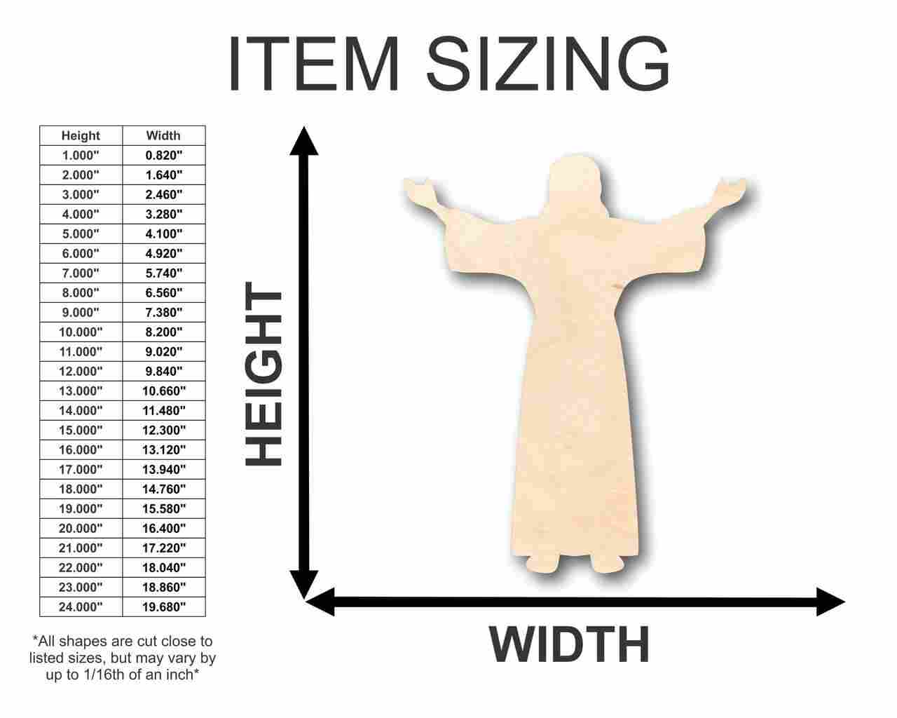 Unfinished Wooden Jesus Preaching Shape - Easter - Christian - Craft - up to 24" DIY-24 Hour Crafts