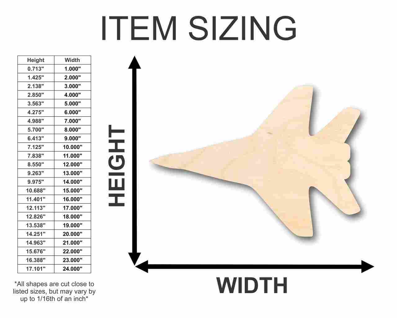 Unfinished Wooden Fighter Jet Airplane Shape - Craft- up to 24" DIY-24 Hour Crafts