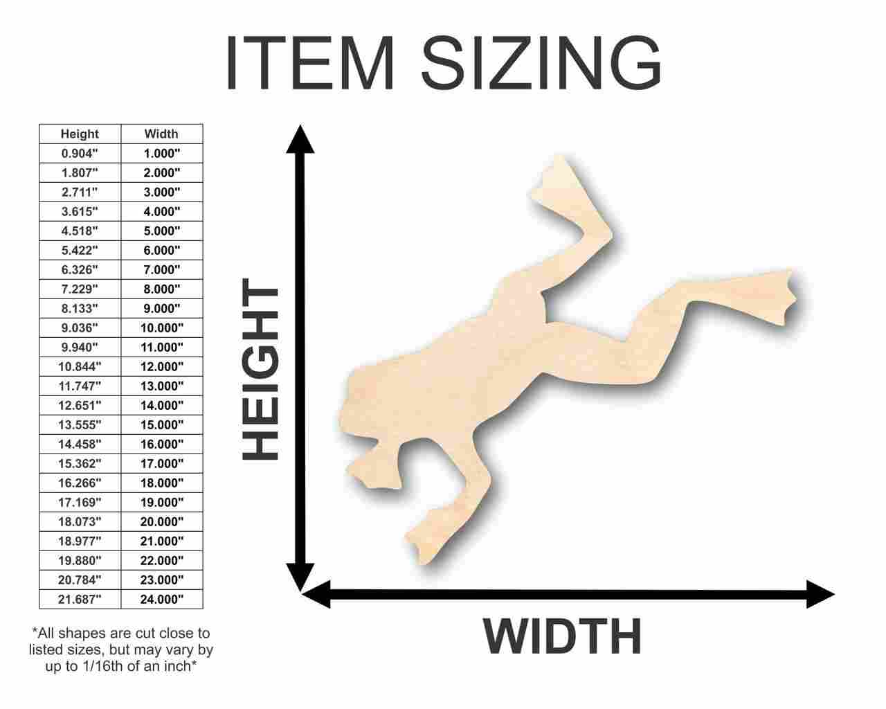 Unfinished Wooden Jumping Frog Shape - Animal - Craft - up to 24" DIY-24 Hour Crafts