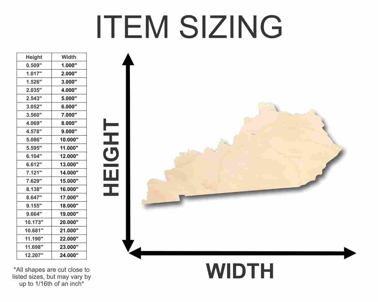 Unfinished Wooden Kentucky Shape - State - Craft - up to 24" DIY-24 Hour Crafts