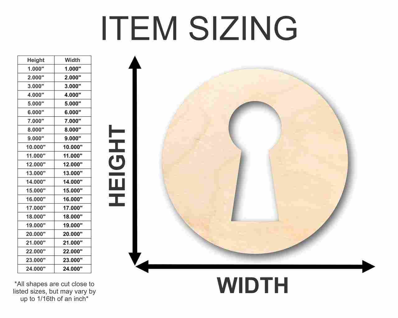 Unfinished Wooden Key Hole Shape - Craft - up to 24" DIY-24 Hour Crafts