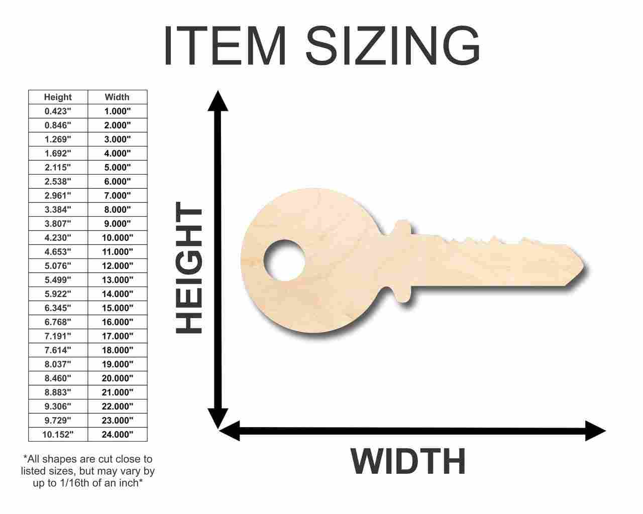 Unfinished Wooden Key Shape - Craft - up to 24" DIY-24 Hour Crafts