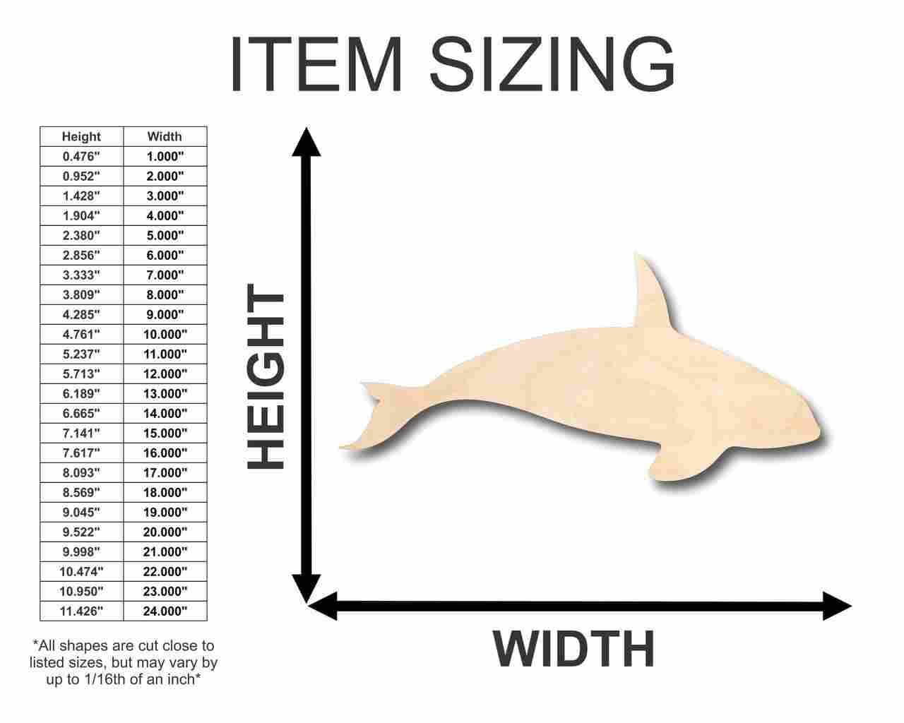 Unfinished Wooden Killer Whale Shape - Ocean - Craft - up to 24" DIY-24 Hour Crafts