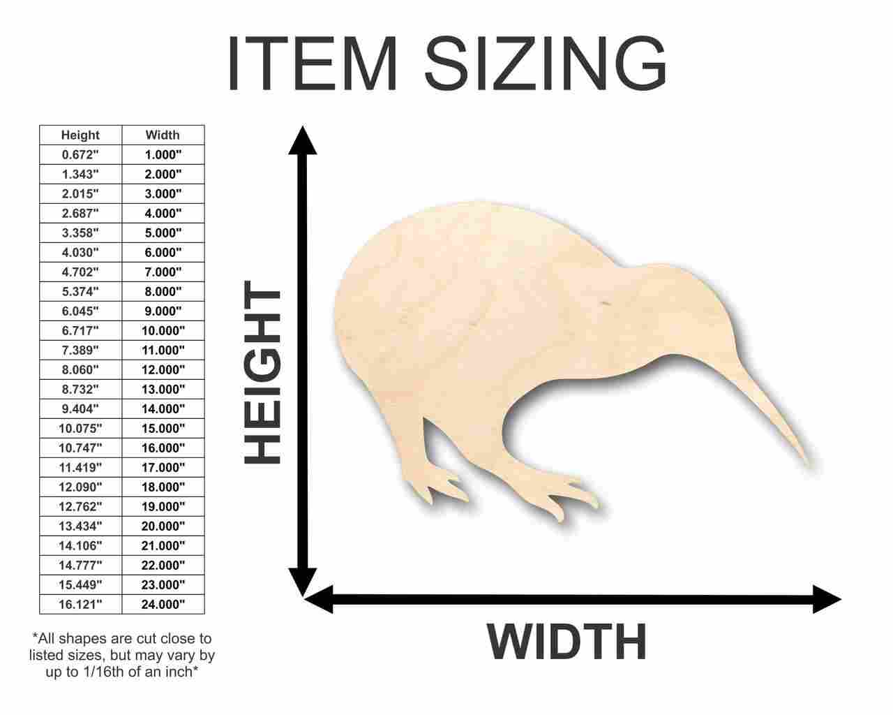 Unfinished Wooden Kiwi Shape - New Zealand - Animal - Bird - Wildlife - Craft - up to 24" DIY-24 Hour Crafts