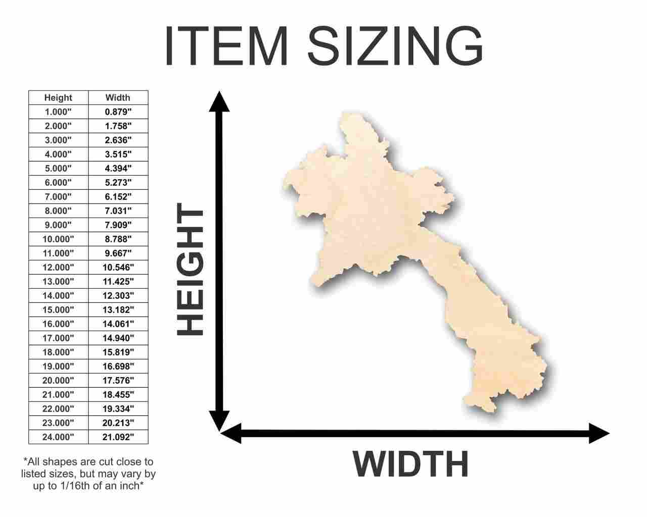 Unfinished Wooden Laos Shape - Country - Craft - up to 24" DIY-24 Hour Crafts