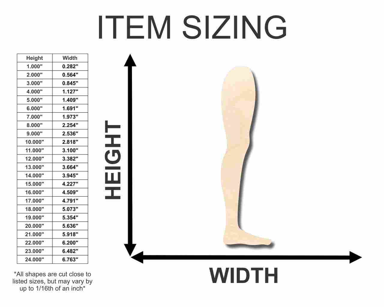 Unfinished Wooden Leg Shape - Craft - up to 24" DIY-24 Hour Crafts
