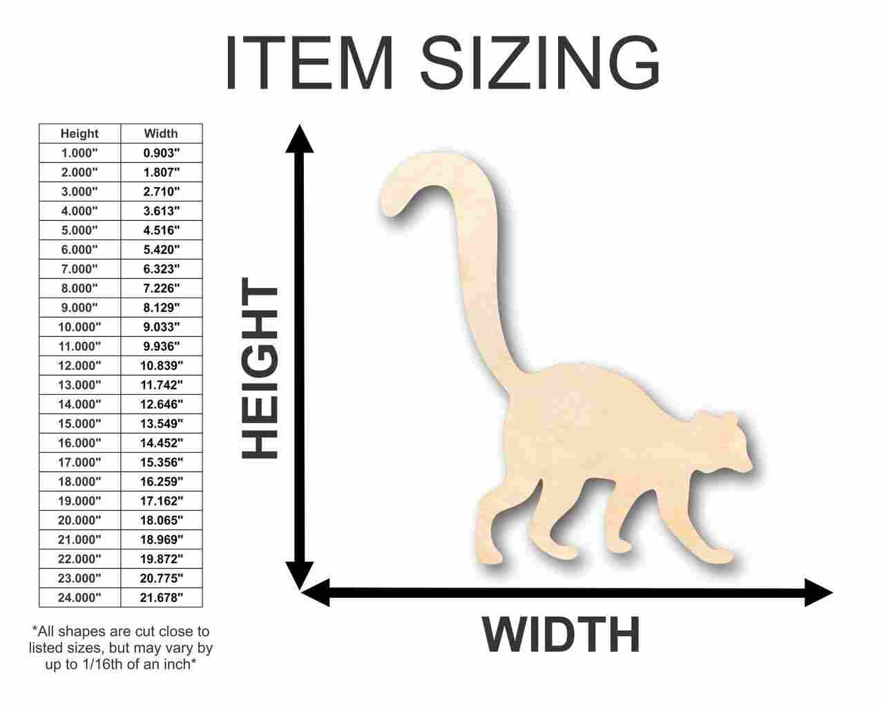 Unfinished Wooden Lemur Shape - Animal - Craft - up to 24" DIY-24 Hour Crafts