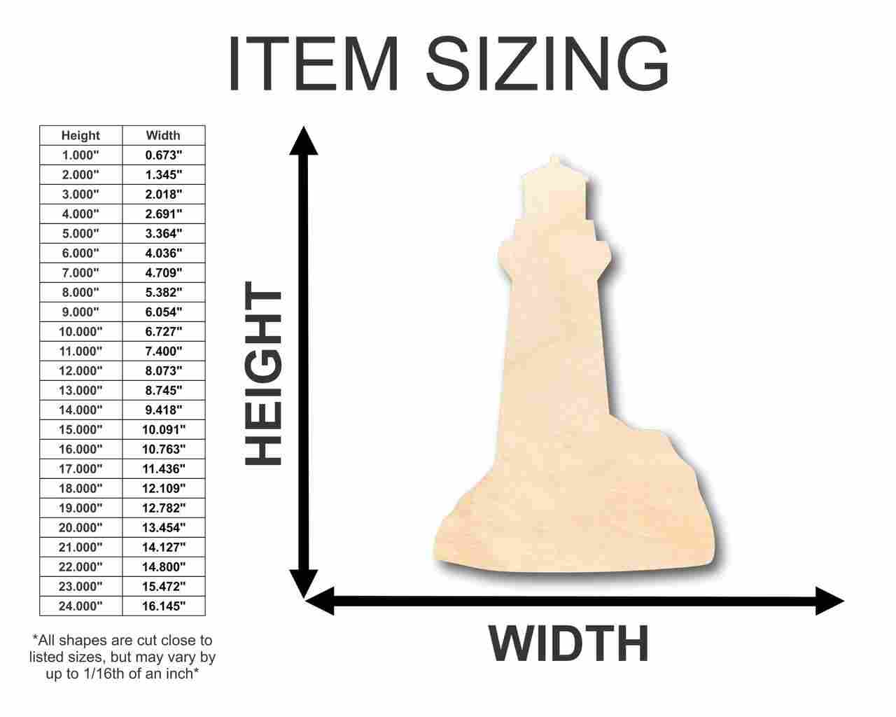 Unfinished Wooden Lighthouse Shape - Ocean - Beach - Nursery - Craft - up to 24" DIY-24 Hour Crafts