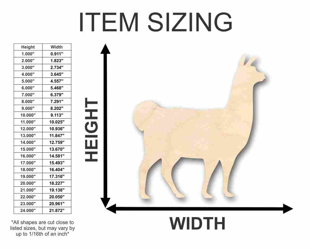 Unfinished Wooden Llama Shape - Farm Animal - Craft - up to 24" DIY-24 Hour Crafts